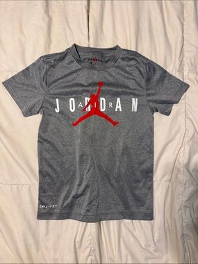 Jordan Gray Tee with Red Jumpman and White Lettering